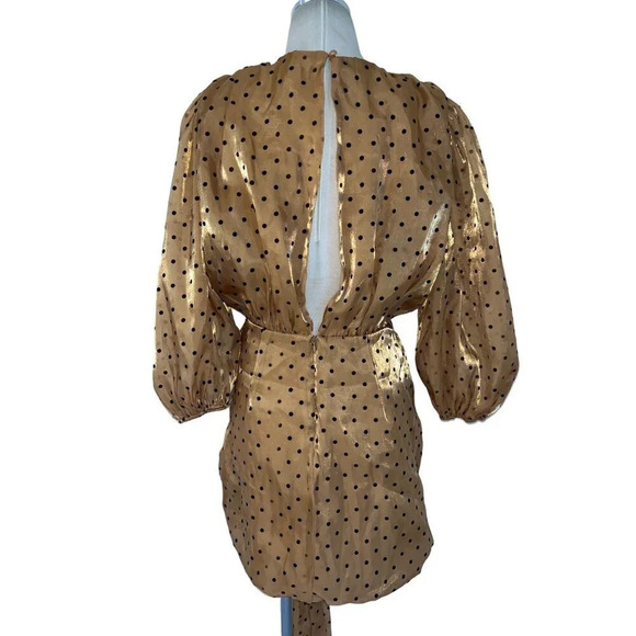 4SI3NNA Alora Dress in Gold Medium Womens Mini Polka Dot Cocktail Party - Picture 8 of 12